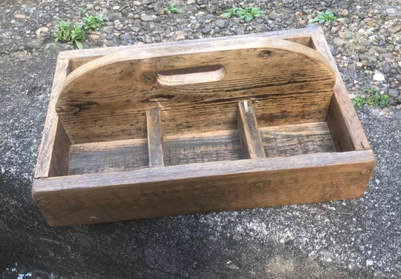 Wood Tool Box Handmade Rustic Wooden Box / Tray / Garden Trug Reclaimed  Wood Vintage Style 