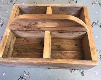 Handmade Reclaimed Wood Carrier: Rustic Farmhouse Tool Box