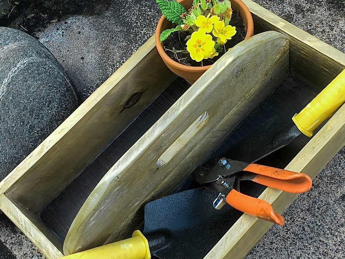 Large Solid Wooden Tool Box | Garden Trug Vegetable Farm Caddy Basket Carrier | Garage Storage