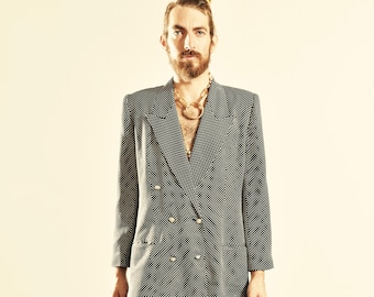 80's Silk Polka Dot Blazer, Double Breasted Summer Jacket, Rickie Freeman for Terijon Nites