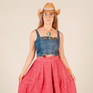 80's Preppy Pink Skirt, Long Prairie Skirt, Full Pleated Midi, Levi Strauss Skirt, Perry Ellis image 1