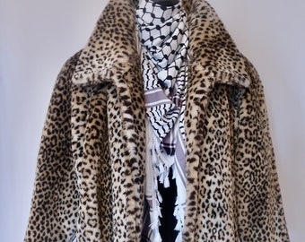 80s Leopard Print Faux Fur Swing Coat, Donny Brook