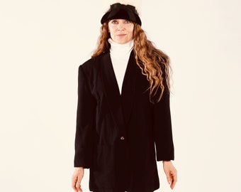 90s Black Tuxedo Blazer, Oversize, Boyfriend, Liz Claiborne