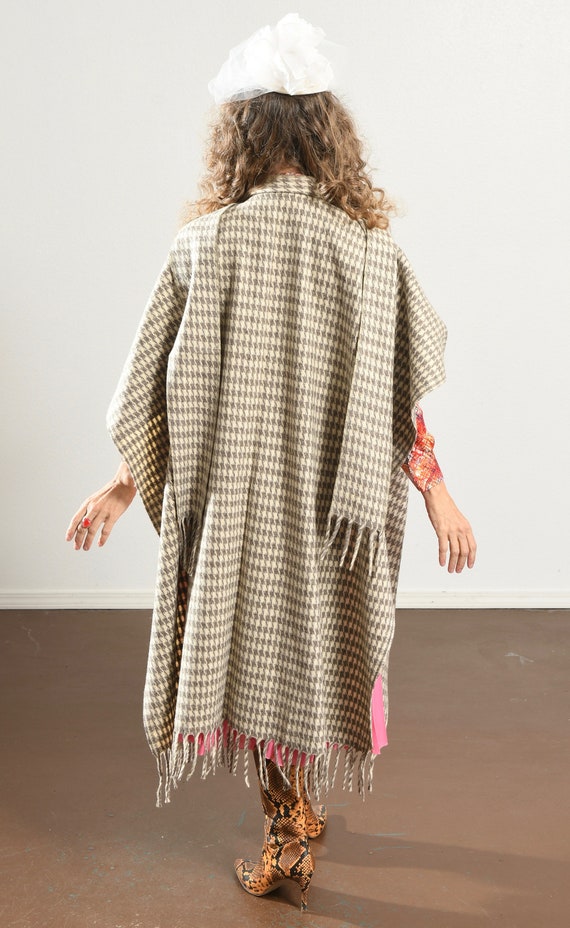 Houndstooth Wool Cape/ Houndstooth Cape/ Wool Fri… - image 6