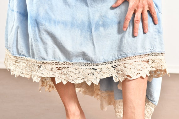 Denim Prairie Skirt/ Denim Peasant Skirt/ Tie Dye… - image 7