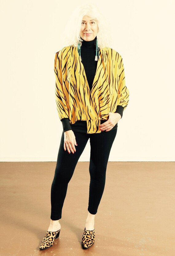 90's Animal Print Sweat-Zhirt/ Zebra Print Cardiga