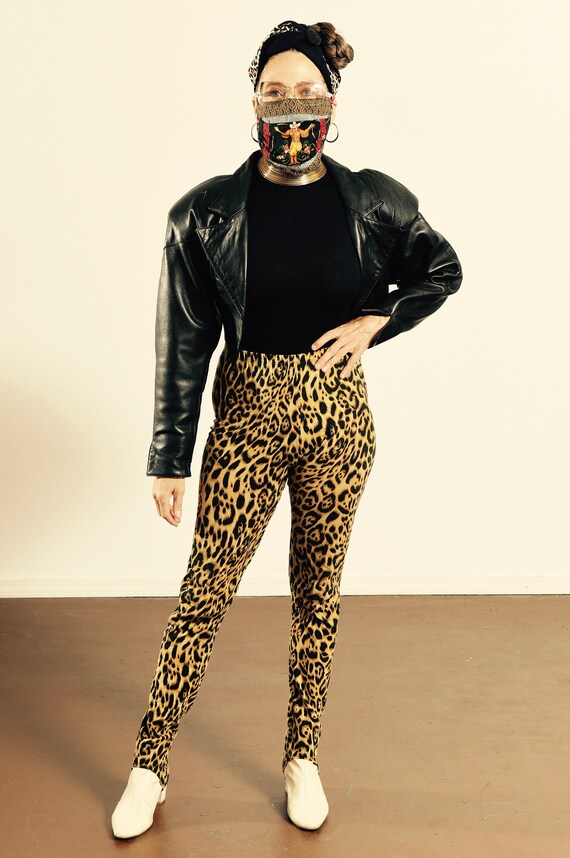 SENSATION/ 80's Black Leather Jacket/ 80's Cropped
