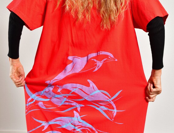 80's T-Shirt Dress/ Dolphin T-Shirt Dress/ Dolphi… - image 8