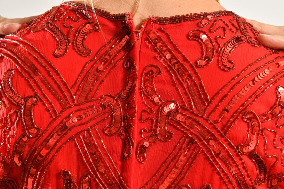 Vintage Stenay Red Silk Sequin Top/ Holiday Sequi… - image 7