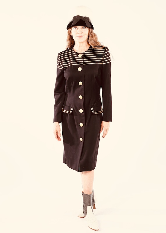 Leslie Fay/ 80's Blazer Dress/ 80s Coat Dress/ Mi… - image 1