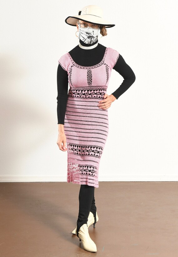 Hugo Buscati Collection/ Pink Crochet Dress/ Croc… - image 7