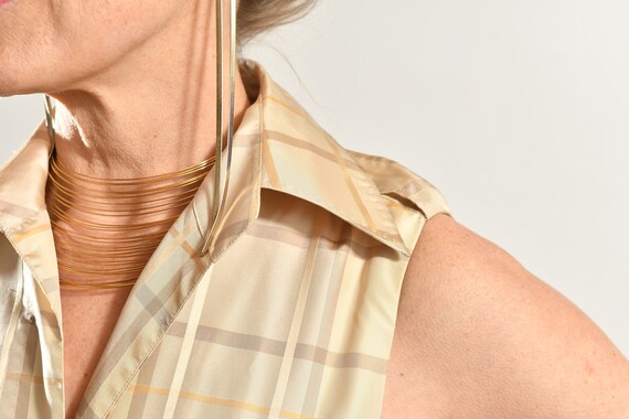 Adrienne Vittadini Silk Plaid Dress/ Preppy Beige… - image 6