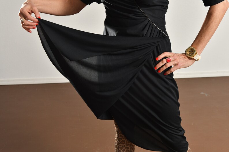 80's Black Cocktail Dress/ Vintage Rimini Party Dress/ Rhinestone Party Dress/ Vintage Little black Dress/ Size 4 image 6