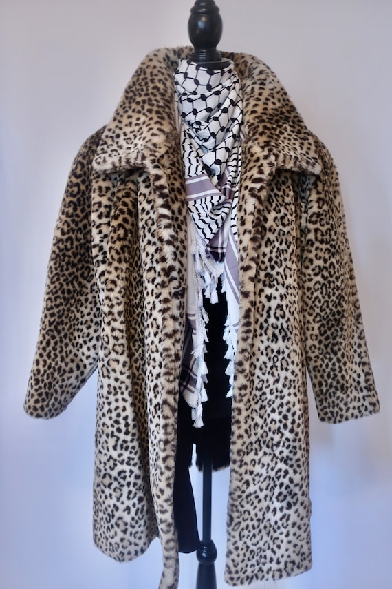 80s Leopard Print Faux Fur Swing Coat, Donny Brook