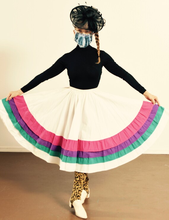 Southwest Circle Skirt/ Ruffle Circle Skirt/ Vinta