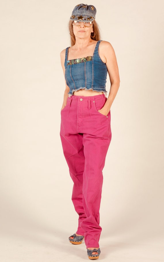 Wrangler Pink Corset Denim Pants, 80s High Waist J