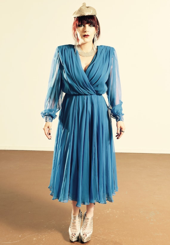 Ursula of Switzerland/Vintage Chiffon Dress/ 1970'