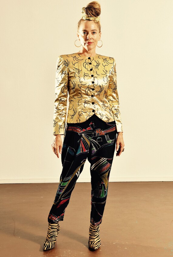 Vintage Gold Lame Blazer/ 80's Gold Lame Jacket/ G