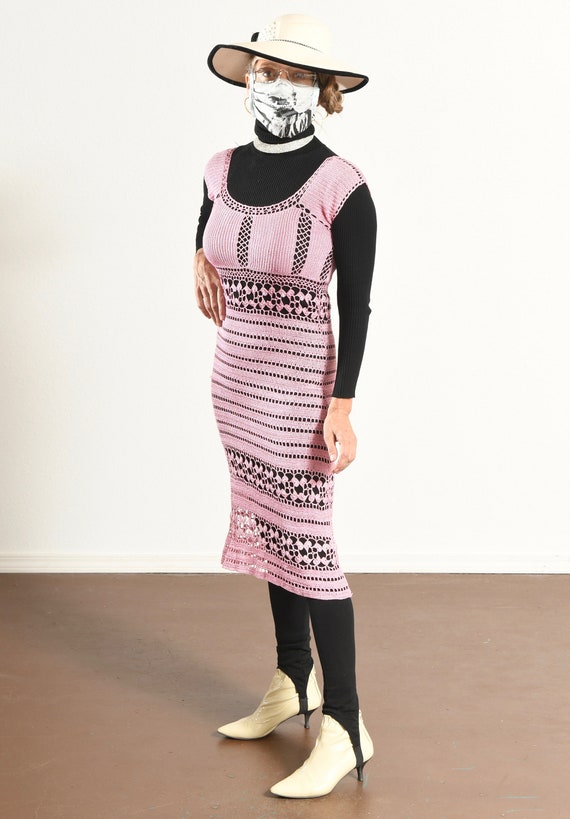 Hugo Buscati Collection/ Pink Crochet Dress/ Croc… - image 6