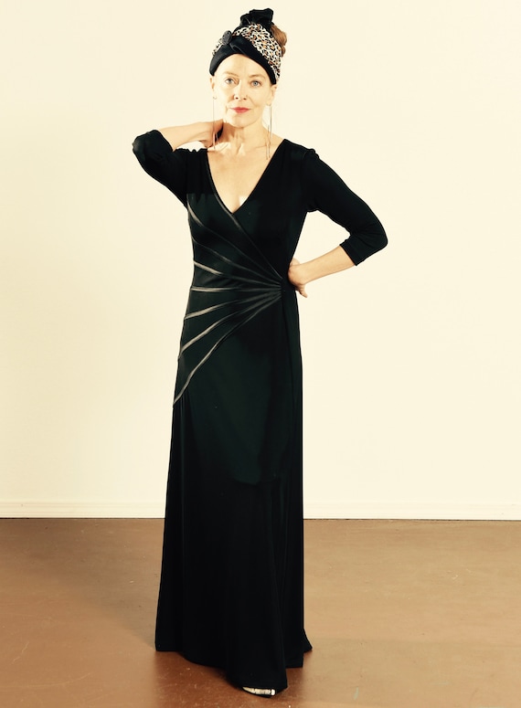 TADASHI Dress/ Tadashi Black Evening Dress/ Poly … - image 1