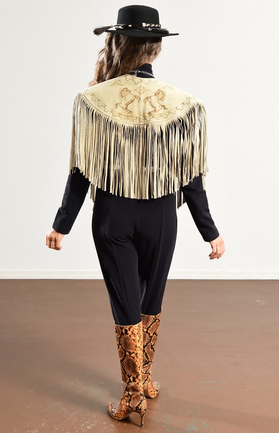 Leather Fringe Cape, Tooled Leather Purse, Calvin… - image 6