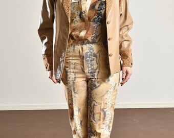 80₋90s leopard leather jacket レオパード柄