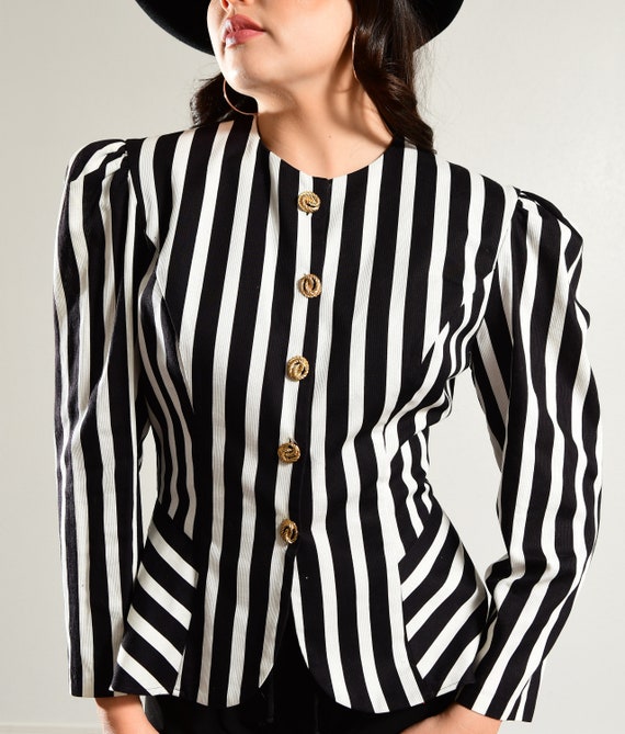 Donna Morgan/ 80's Striped Shirt/ 80's Striped Ja… - image 7