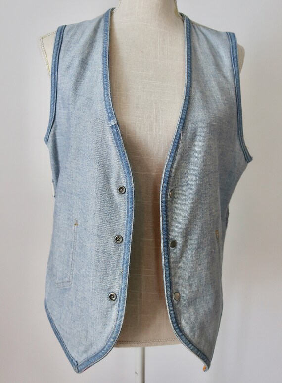 Denim Vest/ Patchwork Denim Vest/ Rainbow Denim V… - image 8