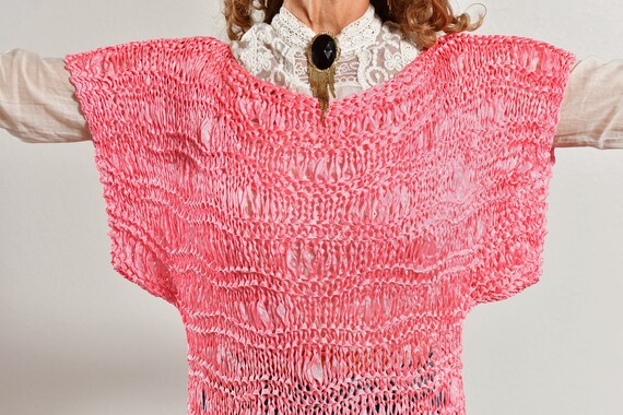 Hand Knit by J.R.Gould/ Pink Ribbon Sweater/ Pink… - image 8