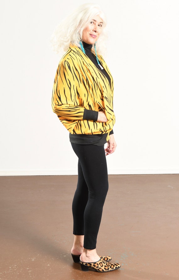 90's Animal Print Sweat-Zhirt/ Zebra Print Cardig… - image 4