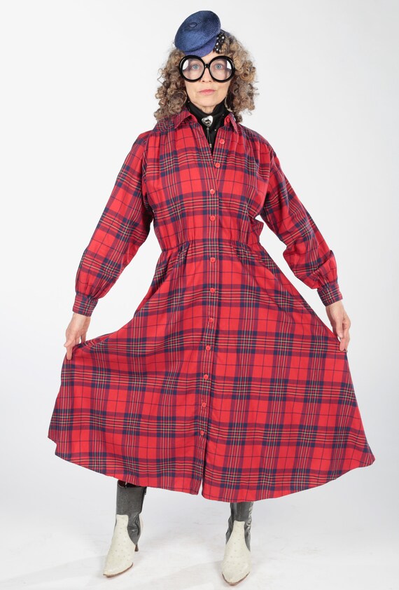 Liz Claiborne Dress/ 80s Shirtdress/ Plaid Shirtd… - image 7