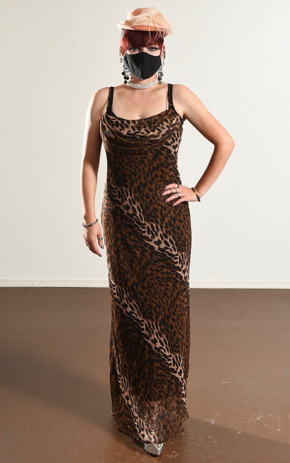 ONYX Nite/ 90's Slip Dress/ Leopard Print Chiffon… - image 3