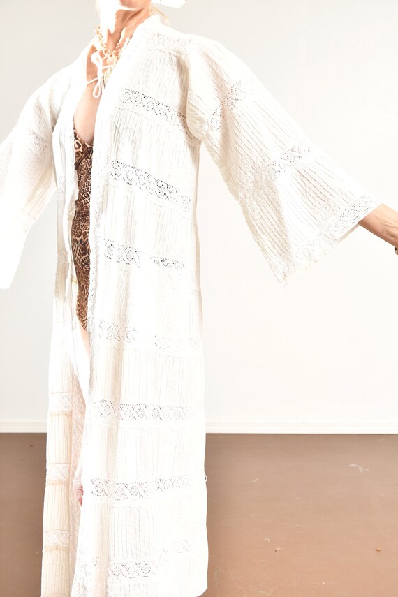 Vintage White Cotton Lace Robe/ Lace Beach Cover … - image 7