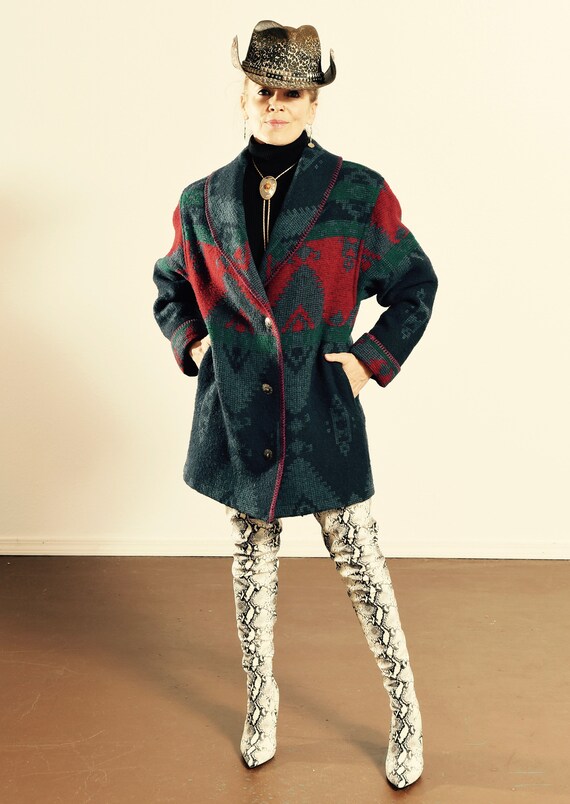 Eddie Bauer Wool Coat/ Wool Western Wear Coat/ Cow