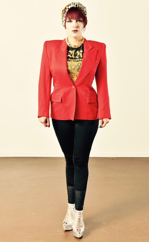 80's Red Rhinestone Blazer, CRISCIONE New York