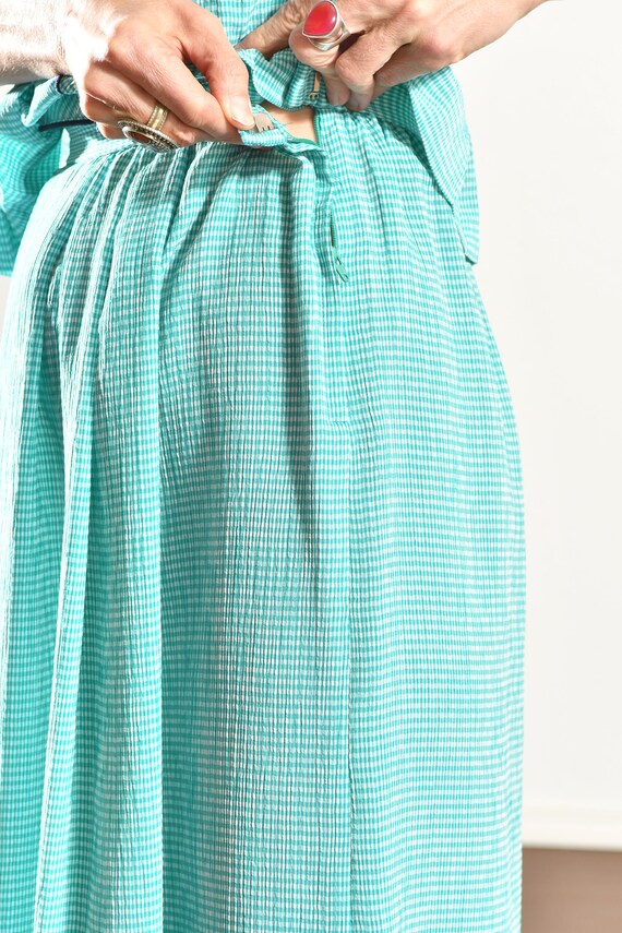 Gingham Print Two Piece Skirt Set, Blue Check Ski… - image 6