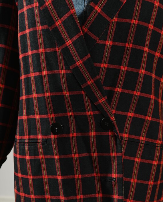 80's Double Breasted Plaid Blazer, Preppy School … - image 8