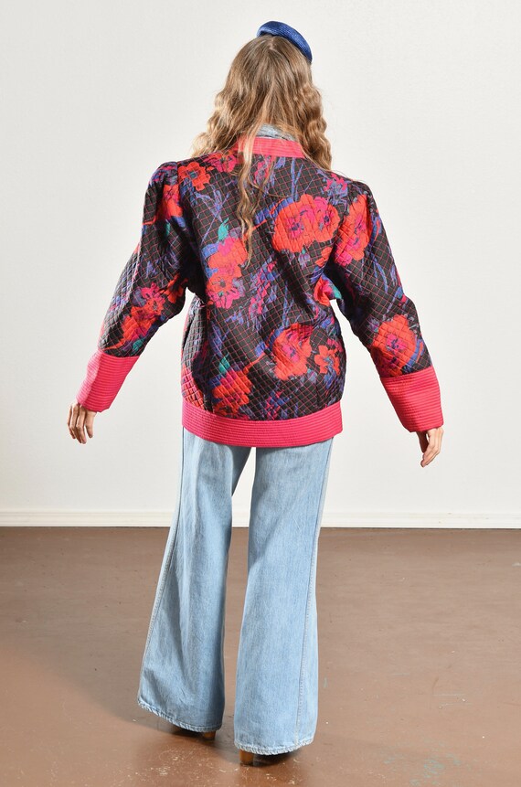 80's Silk Quilted Jacket, 100% Silk Thai Hand Wov… - image 4