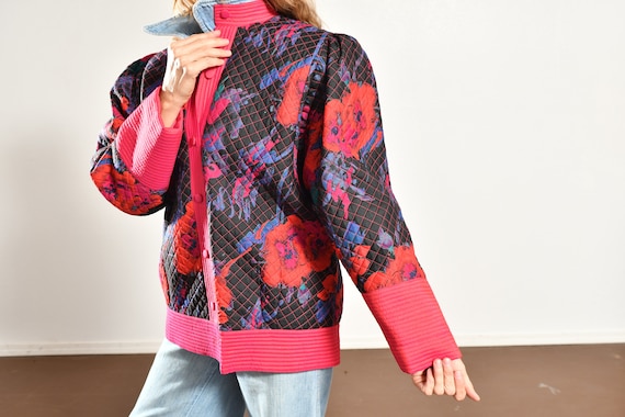 80's Silk Quilted Jacket, 100% Silk Thai Hand Wov… - image 8