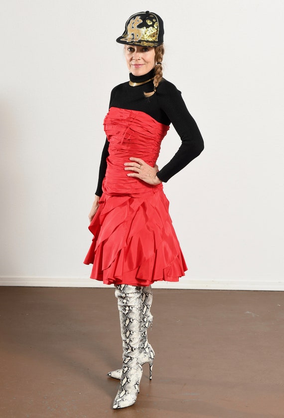 TADASHI/ Tadashi 80's Dress/ Red Strapless Party … - image 6