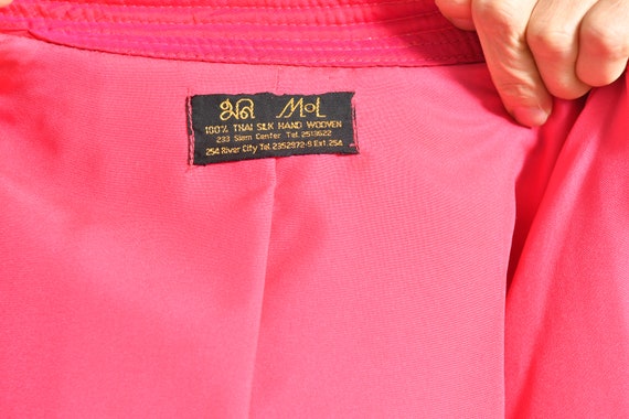 80's Silk Quilted Jacket, 100% Silk Thai Hand Wov… - image 10