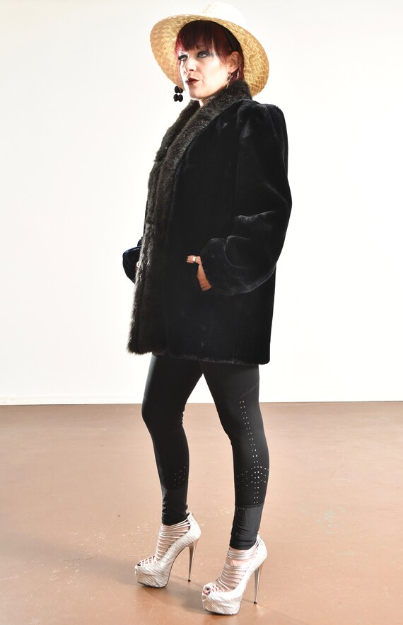 80's Black Faux Fur Coat, Winter Overcaot, JORDAC… - image 6