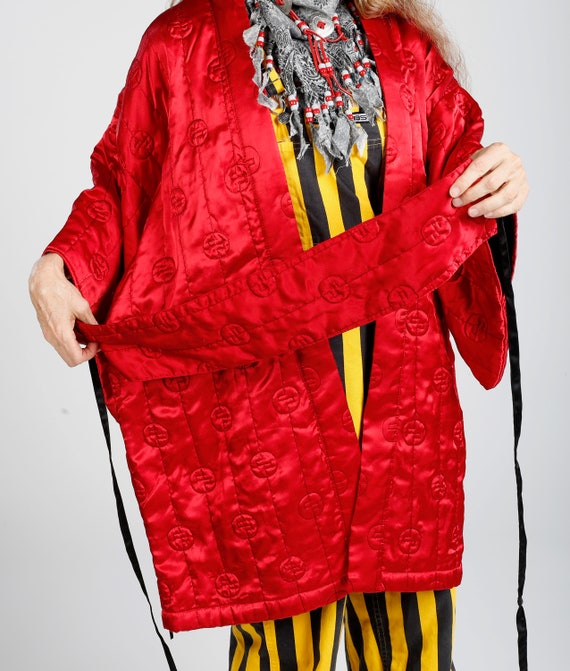 Carole Little/ Quilted Kimono/ Red Kimono/ Emboss… - image 6