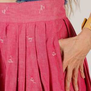 80's Preppy Pink Skirt, Long Prairie Skirt, Full Pleated Midi, Levi Strauss Skirt, Perry Ellis image 7