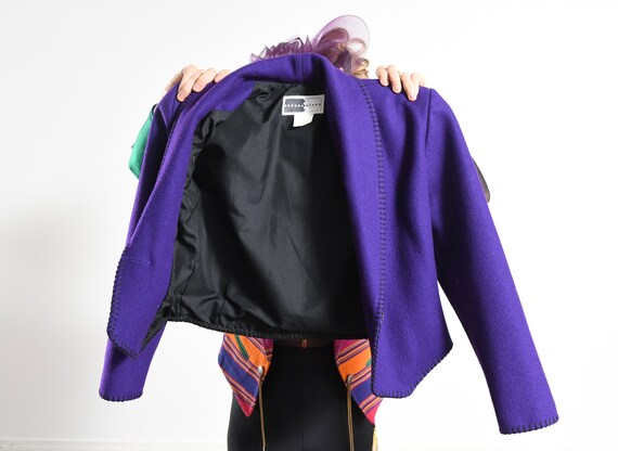 Western Purple Wool Coat/ Southwest Cropped BLaze… - image 9