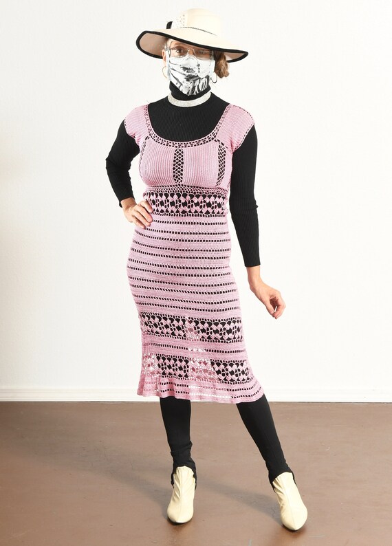 Hugo Buscati Collection/ Pink Crochet Dress/ Croc… - image 3