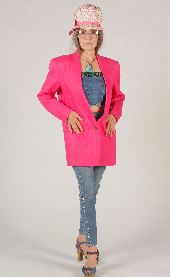 Harrace Wallis/ Pink Linen Blazer/ Insignia Blaze… - image 2