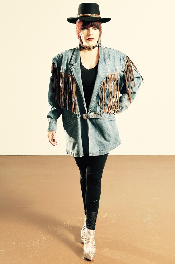 Authentic Whipp Denim/ Fringe Jean Jacket/ Denim L