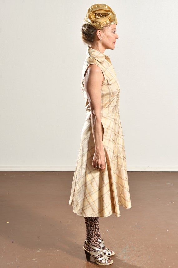 Adrienne Vittadini Silk Plaid Dress/ Preppy Beige… - image 4