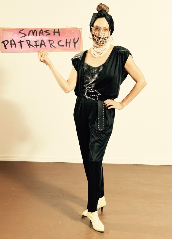 Stash/ 70's Black Jumpsuit/ 80's Jumpsuit/ Silver